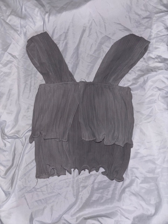 Aritzia Tops - Aritzia Pleated Sleeveless Ruffle Crop Top in Gray